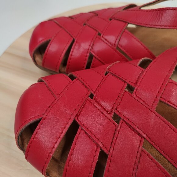 Earth Origins Berri Red Fisherman Strappy Slip-on Sandals Women US 9.5 - Picture 5 of 15